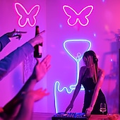 billiga Dekorativa ljus-fjäril neonskyltar led ljus 3aa batteridriven usb-driven vägg neonljus dekor fjäril väggkonst för jul hem sovrum födelsedagsfest dekoration