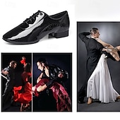 levne Pánské taneční boty-Pánské Společenské boty Bullock Shoes Lakovaná kůže Prodyšné Pohodlné Protiskluzové Šněrování Černá Podzim Zima