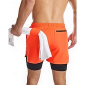 baratos shorts ativos masculinos-Homens Calção Justo de Natação Shorts de Natação Bermuda de Surf Bloco de cor Secagem Rápida Respirável Com forro de compressão com passador de toalha Férias Praia Havaiana Casual Preto