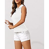 cheap Women&#039;s Shirt-US Open Women&#039;s Workout Tank Top Sport Shirt Sports Tank Top Tank Top Sleeveless Zipper Quick Dry Tennis Golf Pickleball Zip Collar Solid Colored Tank Back Black White Pink Spandex Tennis Clothing