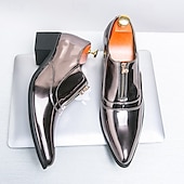 preiswerte Formell-glänzend blaue Lackleder-Abendschuhe für Herren mit Reißverschluss - trendige Tanzschuhe für besondere Anlässe