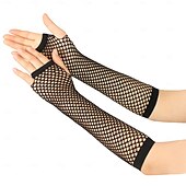 preiswerte Ärmel &amp; Schal-Dickes Netz Fischernetz elastische Handschuhe sexy lange Handschuhe Punk Halbfinger Nachtclub Party Etikette Handschuhe