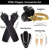 olcso Kiegészítők és még sok más-1920-as évek A nagy Gatsby Flapper fejpánt Gyöngyös karkötő Fülbevaló A nagy Gatsby Toll Retro Csillogó glitter Női Farsang Valentin nap Álarcos mulatság Party estélyi viselet Álarcos mulatság