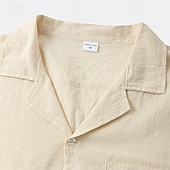 preiswerte Urlaub-Herren Hemd Freizeithemd Knopfhemd Einfach Urlaub Straße Schwarz Weiß Gelb Dunkelmarine Kurzarm Revers Sommer Bekleidung Button-Down