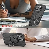 levne Pouzdra pro iPhone-Magnetické adsorpční pouzdro na telefon pro AirTag iPhone 16/15/14/13/12 Pro Max Plus se stojánkem geometrické PC kovové zadní víko bezdrátové nabíjení