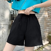 お買い得  コットンリネンショートパンツ-女性用 リネン風ショートパンツ スラックス クロップパンツ ファッション ストリートファッション 膝丈 ナチュラルウエスト 平織り ポケット 弾性巾着デザイン 快適 通気性 お出かけ 週末 フォレストグリーン ブラック ターコイズ ホワイト 夏 レギュラー
