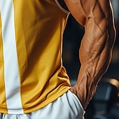 economico Canotte da palestra-Per uomo Canotta Gilet Canottiera Maglietta senza maniche Senza Maniche Girocollo Scollo a Cucchiaio Estate Semplice Moda Classico Confortevole Blocco di colore Casuale Palestra Streetwear Giallo