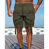 economico All&amp;#39;aperto-Per uomo Pantaloncini cargo Shorts Pantaloncini Estivi Coulisse Elastico in vita Multi-tasche Semplice Comodità Indossabile Lunghezza al ginocchio All&#039;aperto Sport Quotidiano Moda Casual Nero Marrone