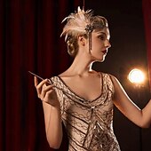 levne Příslušenství a další-Retro 20. léta 20. století Bubenová čelenka Velký Gatsby Peří Retro Třpytivý lesk Křišťál a napodobenina Dámské předvečer Všech svatých Karneval Plesová maškaráda Karneval Plesová maškaráda Festival