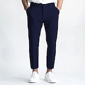 voordelige Casual pakken-heren linnen broek nette broek zomerbroek recht pijp effen ademend casual dagelijks standaard pasvorm zwart wit blauw
