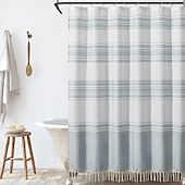 cheap Shower Curtains-Shower Curtain 180cm*180cm(70&quot;*70&quot;) Modern Farmhouse Color Striped Waterproof Fabric Shower Curtains for Bathroom with 12 Hooks Machine Washable