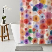 preiswerte Duschvorhänge-Duschvorhang mit Haken 200 cm hoch duschvorhang waschbar Polyester wasserdicht Muster Badezimmer Badewannen Deko Blumen Abstrakt