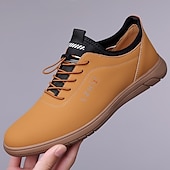baratos Casual-tênis casual bege com cadarço para homens - calçados confortáveis para o dia a dia para passeios casuais