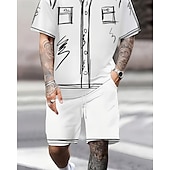 economico T-shirt set da uomo-Per uomo Completi T-shirt Outfit 2 pezzi Maglietta e pantaloncini Manica Corta Girocollo Estate Grafico Moda Casual 2 Pezzi Vacanza Abbigliamento quotidiano Uscire Nero Bianco Maglietta Top per Uomo
