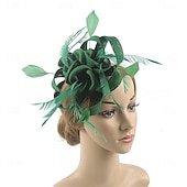 tanie fascynatory-Nakrycie głowy Kapelusz Fedora z piórami Ślubna wieczorowa przyjęcie herbaciane przyjęcie na torze wyścigowym koktajl elegancki vintage uroczy z piórowym nakryciem głowy