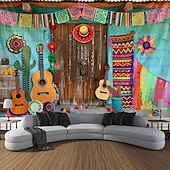 cheap Holiday Tapestries-Cinco de Mayo Mexican Hanging Tapestry Wall Art Large Tapestry Mural Decor Photograph Backdrop Blanket Curtain Home Bedroom Living Room Decoration