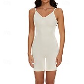 cheap Plus Size Jumpsuits-Women&#039;s Normal Romper Casual Solid Color Sleeveless V Neck Backless Street Going out Regular Fit Black Brown Beige Summer