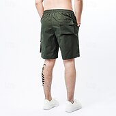 baratos Clássico-Homens Bermuda Cargo Calção Shorts de verão Com Cordão Cintura elástica Bolso multi Número Conforto Vestível Comprimento do joelho Ao ar livre Esporte Diário Moda Casual Preto Cáqui
