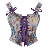 voordelige Korset-Rococo Overbuste korset Gemaskerd Bal Hoog korset Cosplay Jacquard Buikcontrole Push-up Jacquard Kostuum Dames Koninklijk Maskerade Feest Carnaval van Venetië Volwassenen Korset