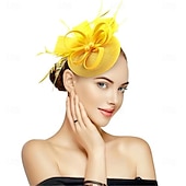 tanie Fascynatory i kapelusze-Stroik Sinamay Kapelusz Fedora Ślub Wieczorna impreza Herbaciane przyjęcie Wyścigi konne koktajl Zabytkowe Śłodkie Z Pióro Kwiaty Winieta Nakrycia Głowy