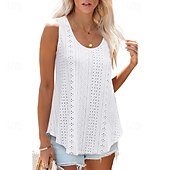 economico Camicie-Per donna Camicie di cotone e lino Blusa Semplice Moderno Casual Senza Maniche Girocollo Top Regolari Quotidiano Uscire Asimmetrico Nero Bianco Rosa Estate