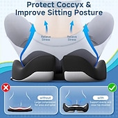 cheap Home Supplies-Ergonomic Memory Foam Seat Cushion, Extra Large Cushion for Office Chair, Pressure Relief Pillow Pad for Sciatica, Tailbone &amp; Back Pain, Long Sitting Support