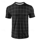 preiswerte Lässige T-Shirts für Herren-Herren T Shirt Henley Hemd T-Shirt Kurzarmshirt Kurzarm Rundhalsausschnitt Sommer Karo Mode Designer Basic Kariert Urlaub Straße Ausgehen Schwarz Blau Dunkel Blau Top T-Shirt für Herren