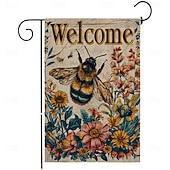 ieftine Steaguri de grădină, banner-Steag de Grădină cu Albine de Vară 12 x 18 Inch Steaguri de Patio pentru Curte Steaguri de Grădină Mici pentru Exterior Steaguri Exterioare Steaguri de Grădină pentru Sărbători