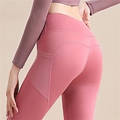 economico Leggings e collant da yoga-Per donna Pantaloni da yoga Leggings da yoga con Tasca per Telefono Sollevamento glutei Controllo addominale Vita Alta Pilates Allenamento in Palestra Allenamento Collant Tinta unica Nero Rosa Rosso