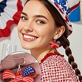  250º Aniversário EUA Brincos Bandeira dos EUA Casual Adulto Mulheres Semiquincentenário Baile de Máscaras Dia da Independência Festival Vestir-se