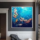 preiswerte Tiergemälde-Ölgemälde handgemalte Fischgemälde Tiergemälde handgemachte Leinwand Wandkunst Pop-Art Ölgemälde Wanddekor