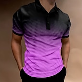 economico Polo geometrica da uomo-Per uomo Geometrico Polo Manica Corta Magliette polo Camicie con Colletto Business Casual Scuola All&#039;aperto Athleisure Abbigliamento quotidiano Stampa 3D Estate azzurro cielo Azzurro cielo Viola
