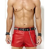 cheap Casual Shorts-Men&#039;s Shorts Summer Shorts Casual Shorts Faux Leather Shorts Pocket Plain Comfort Breathable Short Outdoor Vacation Sport Casual Black Red