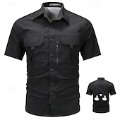 economico Camicie da lavoro da uomo-Per uomo Camicia Camicia Estiva Camicia casual Camicia con Bottoni Camicia cargo Nero Blu Verde Kaki Verde militare Manica Corta Semplice Colletto a Camicia Vacanza Camicia hawaiana Tasca
