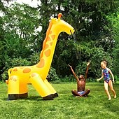 お買い得  ビーチ＆アウトドアおもちゃ-巨大なキリンの膨らませ式スプリンクラー。子供用の裏庭用水遊びおもちゃ。膨らませたり縮めたりが簡単で、夏のアクティビティが楽しめます。