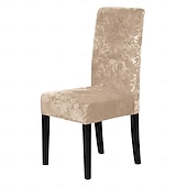 abordables Funda para silla de comedor-2 fundas elásticas de terciopelo para silla de comedor, fundas protectoras para silla con banda elástica para comedor, ceremonia de boda, banquete, decoración del hogar.