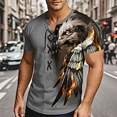 billiga T-shirts med djurmönster-Herr Örn T-shirt Kortärmad T-shirt 3D-tryck Snörning i halsen Skjorta drivna Designer Gata Ledigt Dagligen Gul Blå Purpur Sommar Vår Kläder S M L XL XXL XXXL