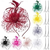abordables Tocados-Tocados, sombrero de malla con flores para fiesta de té, tocado, velo, diadema para mujer, fiesta, boda