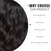 baratos Perucas Sintéticas sem Touca-Peruca curta ondulada com franja para mulheres, comprimento dos ombros, bob, perucas sintéticas cacheadas com ondulado natural, preto, misto, vinho tinto, peruca resistente ao calor para uso diário em
