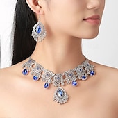 abordables Parures de Bijoux-un parure de bijoux de mariée 1 ensemble Strass Alliage Boucles d&#039;oreilles Collier Femmes Élégant Punk Luxe Parure de Bijoux Pour Mariage Soirée Occasion Spéciale