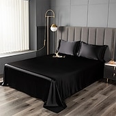 abordables Parures de draps-Drap en soie glacée Pièce unique Drap de satin Drap de soie cool Housse de coussin Ensemble de trois pièces