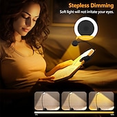 billige Lamper og lampeskjermer-1 stk leselys bokklipslampe øyebeskyttelse skrivebordslampe tri-farget dimming lesebordslampe katteklo klips arbeidslampe