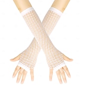 preiswerte Ärmel &amp; Schal-Dickes Netz Fischernetz elastische Handschuhe sexy lange Handschuhe Punk Halbfinger Nachtclub Party Etikette Handschuhe