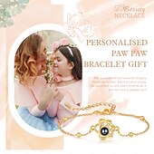 cheap Personalized Gifts-Personalized Photo Cat Paw Projection Bracelet, Custom Best Gift for Her, Cute Paw Print Memory – Perfect for Mother’s Day, Valentine’s Day, Christmas, Birthday, Anniversary Gift for Mom, Wife, Girlfriend – Gentle Love and Care