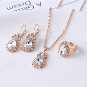 baratos Presentes-Conjunto de joias para presente para mulheres, colar elegante, brincos, anel em caixa de presente, presente perfeito para mãe, esposa, namorada, dia das mães, dia dos namorados, natal, aniversário