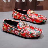 preiswerte Herrenpantoletten &amp; -slipper-Blaue Slipper für Herren mit Blumenmuster und Löwenkopf-Dekoration, stylische Mokassins, ideal für Freizeitausflüge, als Freizeitkleidung und für erholsame Ferien