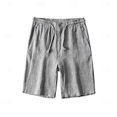 billiga Herrarnas Elite Shorts-herrshorts i 100 % linne enfärgad knälång utomhus casual daglig semester etnisk stil denim blå ljus khaki oelastisk