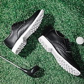economico Scarpe da Golf da Uomo-scarpe da golf brogue bianche da uomo: resistenti sneakers in similpelle con lacci e dettagli traforati per gli appassionati di golf e sport