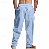 economico Classico-Per uomo Pantaloni di Lino Pantaloni Pantaloni Estivi Pantaloni da Spiaggia Tasca Coulisse Elastico in vita Semplice Comodità Traspirante Vacanza Quotidiano Ferie Hawaiano Boho Nero Bianco