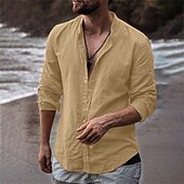 economico Vacanza-Per uomo Camicia Camicia con colletto alla coreana Camicia Estiva Abbigliamento da spiaggia Camicia casual Camicia con Bottoni Semplice Vacanza Camicia hawaiana Bianco Azzurro cielo Arancione Verde